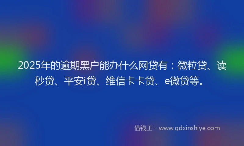 2025年的逾期黑户能办什么网贷有：微粒贷、读秒贷、平安i贷、维信卡卡贷、e微贷等。