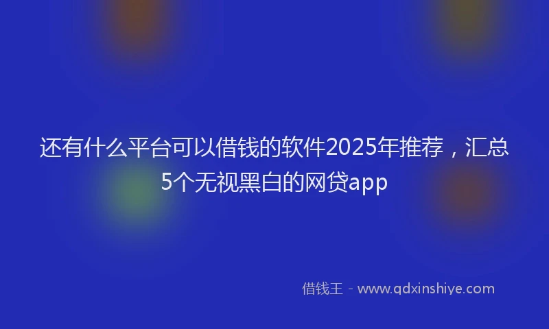还有什么平台可以借钱的软件2025年推荐，汇总5个无视黑白的网贷app