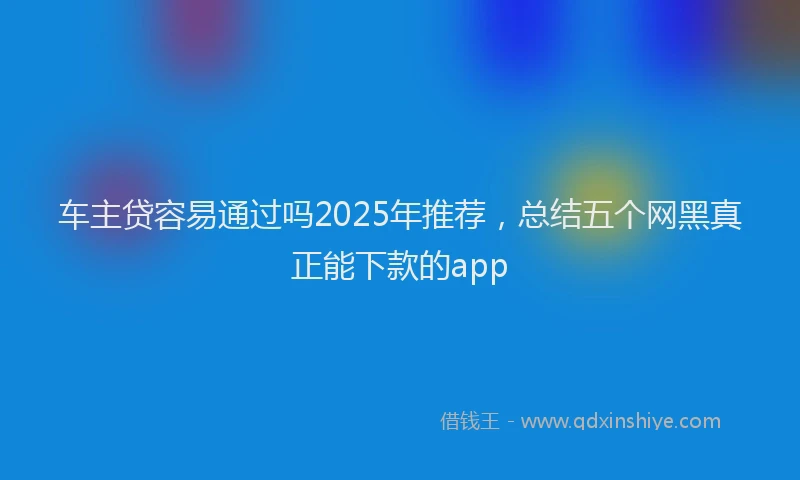 车主贷容易通过吗2025年推荐，总结五个网黑真正能下款的app