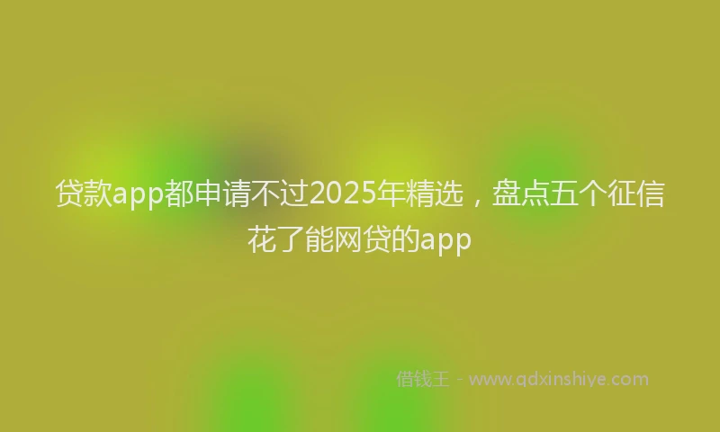 贷款app都申请不过2025年精选，盘点五个征信花了能网贷的app