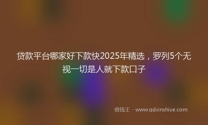 贷款平台哪家好下款快2025年精选，罗列5个无视一切是人就下款口子