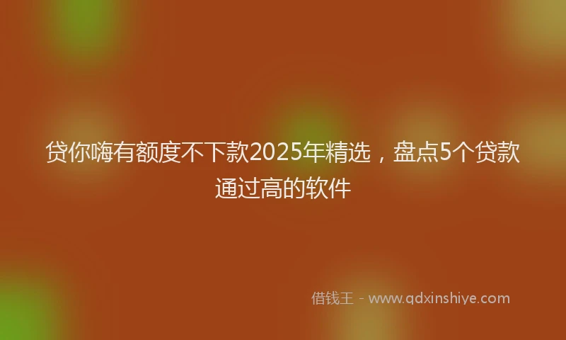 贷你嗨有额度不下款2025年精选，盘点5个贷款通过高的软件