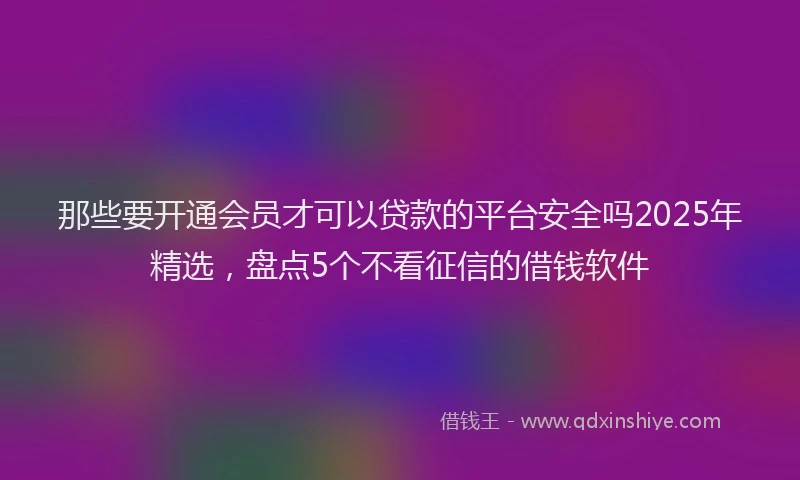 那些要开通会员才可以贷款的平台安全吗2025年精选，盘点5个不看征信的借钱软件