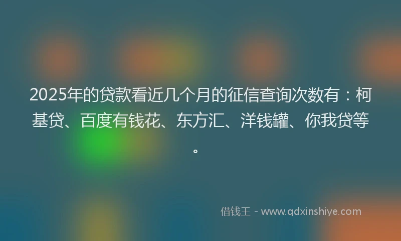 2025年的贷款看近几个月的征信查询次数有：柯基贷、百度有钱花、东方汇、洋钱罐、你我贷等。