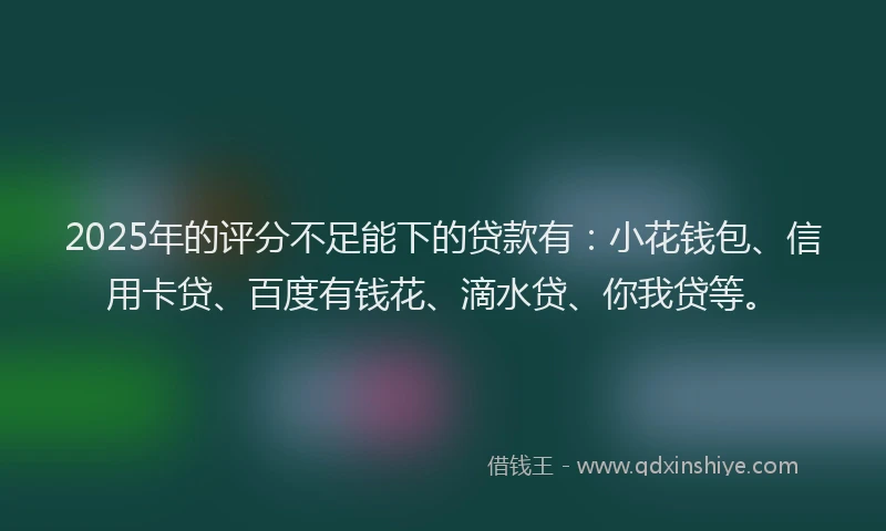 2025年的评分不足能下的贷款有：小花钱包、信用卡贷、百度有钱花、滴水贷、你我贷等。