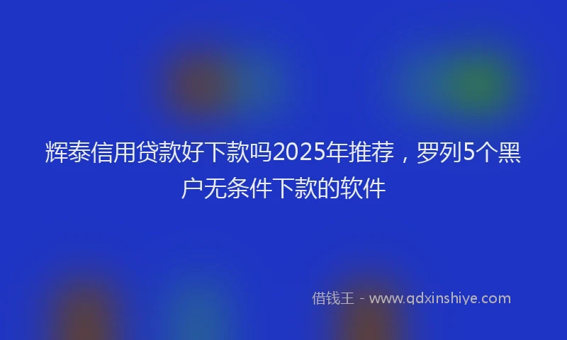 辉泰信用贷款好下款吗2025年推荐，罗列5个黑户无条件下款的软件