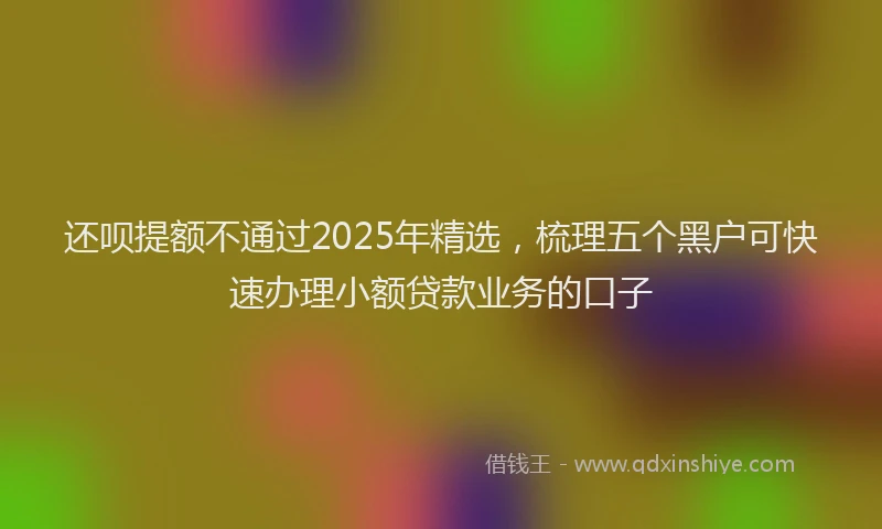 还呗提额不通过2025年精选，梳理五个黑户可快速办理小额贷款业务的口子
