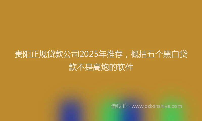 贵阳正规贷款公司2025年推荐，概括五个黑白贷款不是高炮的软件