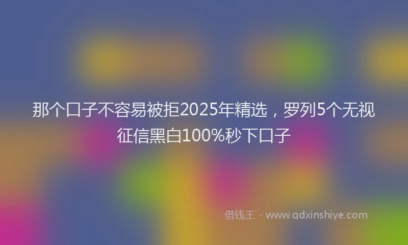 那个口子不容易被拒2025年精选，罗列5个无视征信黑白100%秒下口子