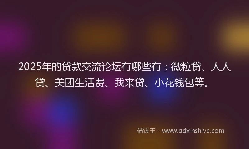 2025年的贷款交流论坛有哪些有：微粒贷、人人贷、美团生活费、我来贷、小花钱包等。