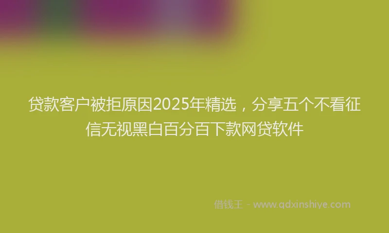 贷款客户被拒原因2025年精选，分享五个不看征信无视黑白百分百下款网贷软件