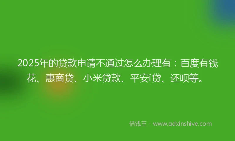 2025年的贷款申请不通过怎么办理有：百度有钱花、惠商贷、小米贷款、平安i贷、还呗等。