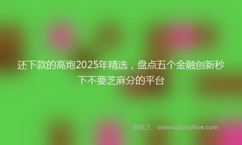 还下款的高炮2025年精选，盘点五个金融创新秒下不要芝麻分的平台