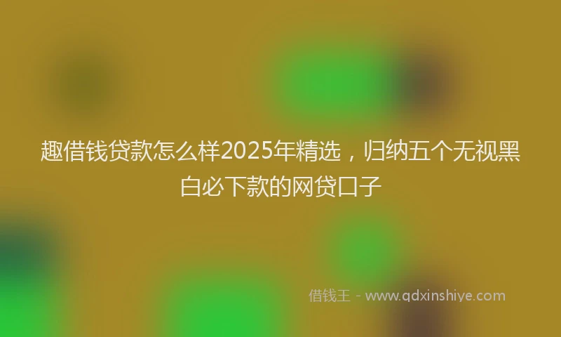 趣借钱贷款怎么样2025年精选，归纳五个无视黑白必下款的网贷口子