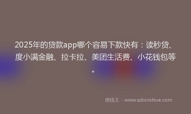 2025年的贷款app哪个容易下款快有：读秒贷、度小满金融、拉卡拉、美团生活费、小花钱包等。