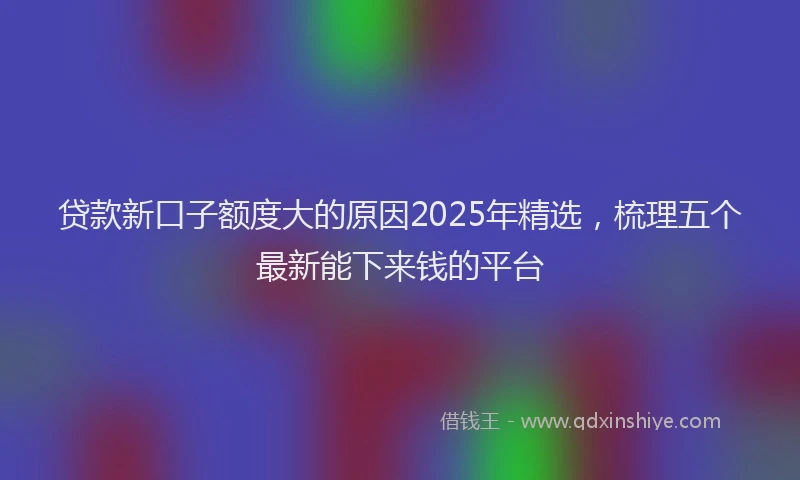 贷款新口子额度大的原因2025年精选，梳理五个最新能下来钱的平台