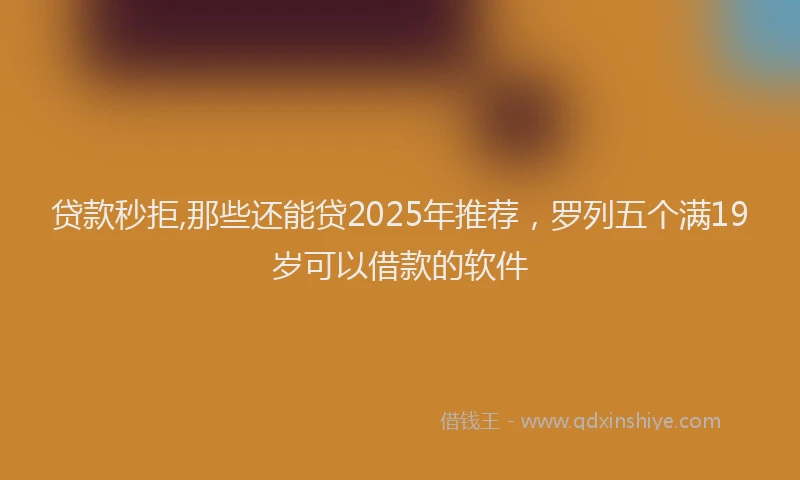 贷款秒拒,那些还能贷2025年推荐，罗列五个满19岁可以借款的软件