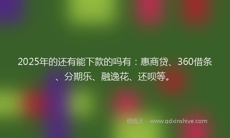 2025年的还有能下款的吗有：惠商贷、360借条、分期乐、融逸花、还呗等。