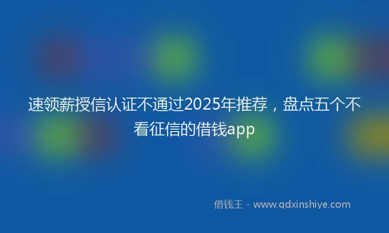 速领薪授信认证不通过2025年推荐，盘点五个不看征信的借钱app