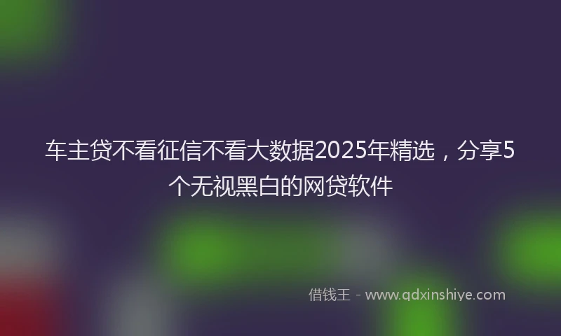 车主贷不看征信不看大数据2025年精选，分享5个无视黑白的网贷软件