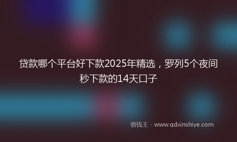 贷款哪个平台好下款2025年精选，罗列5个夜间秒下款的14天口子