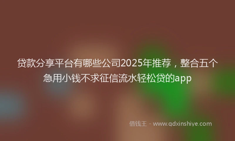 贷款分享平台有哪些公司2025年推荐，整合五个急用小钱不求征信流水轻松贷的app