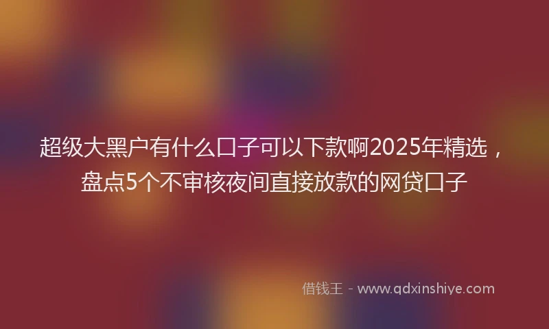 超级大黑户有什么口子可以下款啊2025年精选，盘点5个不审核夜间直接放款的网贷口子