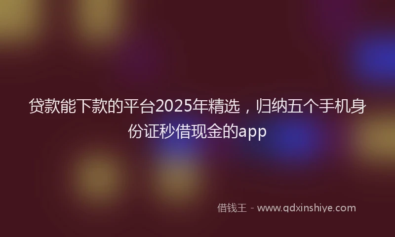 贷款能下款的平台2025年精选，归纳五个手机身份证秒借现金的app