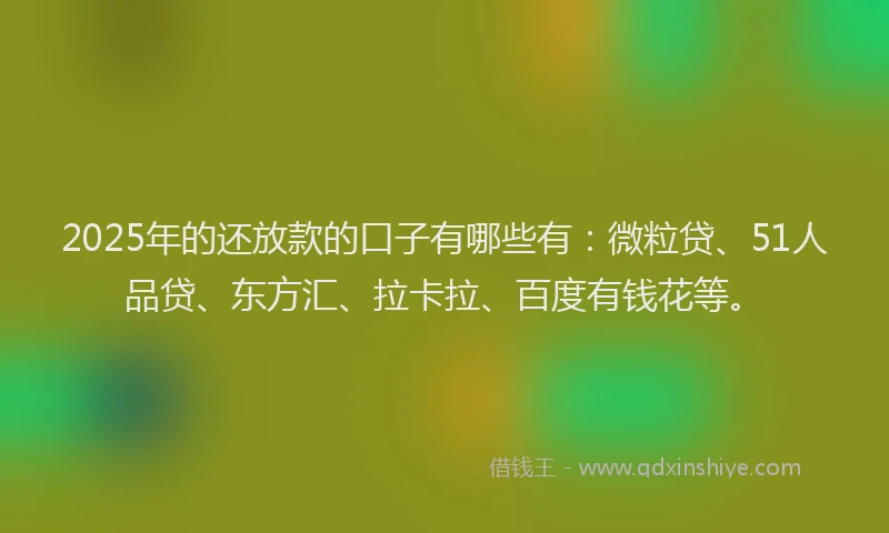 2025年的还放款的口子有哪些有：微粒贷、51人品贷、东方汇、拉卡拉、百度有钱花等。