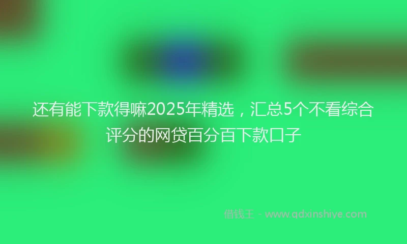 还有能下款得嘛2025年精选，汇总5个不看综合评分的网贷百分百下款口子