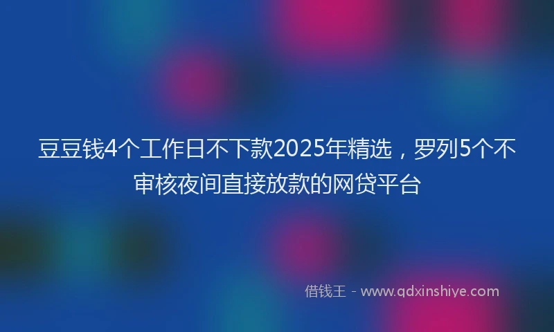 豆豆钱4个工作日不下款2025年精选，罗列5个不审核夜间直接放款的网贷平台