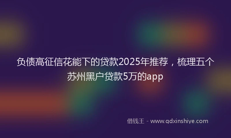 负债高征信花能下的贷款2025年推荐，梳理五个苏州黑户贷款5万的app