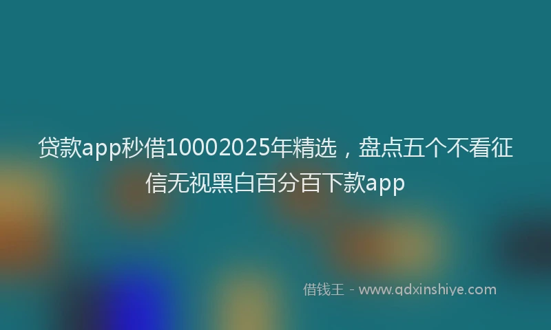 贷款app秒借10002025年精选，盘点五个不看征信无视黑白百分百下款app