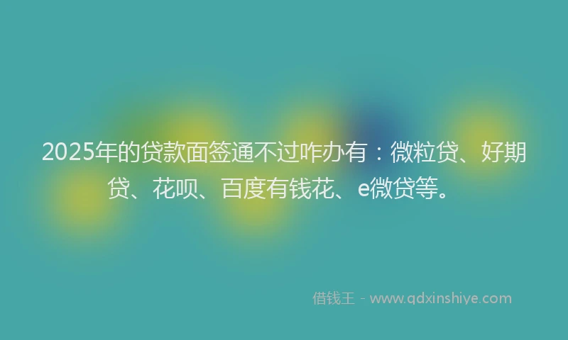 2025年的贷款面签通不过咋办有：微粒贷、好期贷、花呗、百度有钱花、e微贷等。