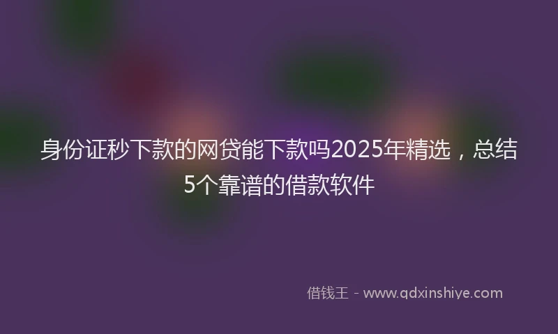 身份证秒下款的网贷能下款吗2025年精选，总结5个靠谱的借款软件