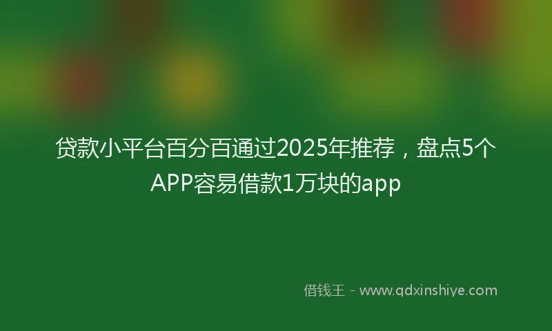 贷款小平台百分百通过2025年推荐，盘点5个APP容易借款1万块的app