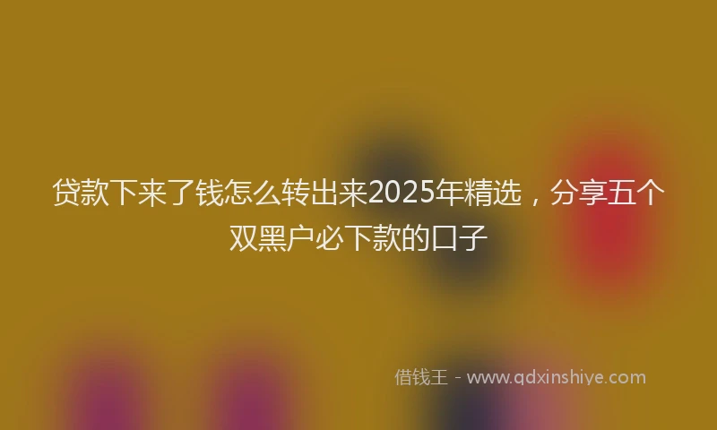 贷款下来了钱怎么转出来2025年精选，分享五个双黑户必下款的口子