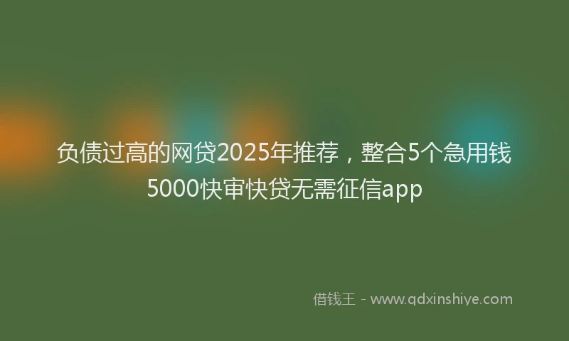 负债过高的网贷2025年推荐，整合5个急用钱5000快审快贷无需征信app