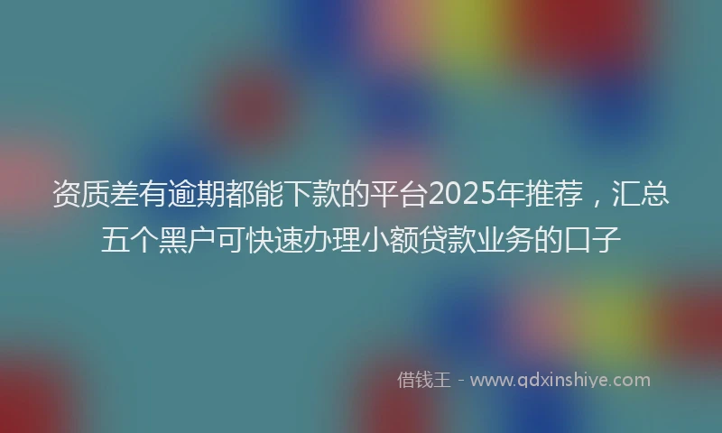 资质差有逾期都能下款的平台2025年推荐，汇总五个黑户可快速办理小额贷款业务的口子