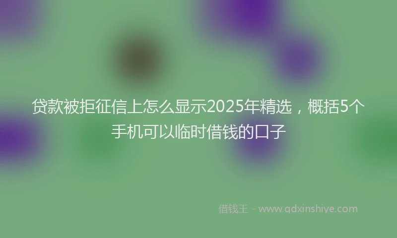 贷款被拒征信上怎么显示2025年精选，概括5个手机可以临时借钱的口子