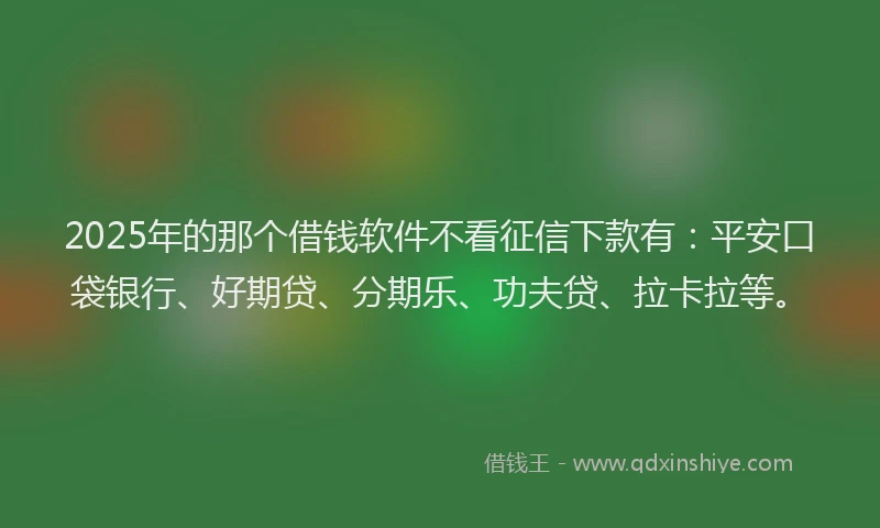 2025年的那个借钱软件不看征信下款有：平安口袋银行、好期贷、分期乐、功夫贷、拉卡拉等。