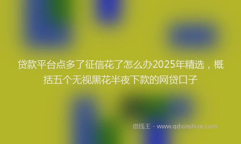 贷款平台点多了征信花了怎么办2025年精选，概括五个无视黑花半夜下款的网贷口子