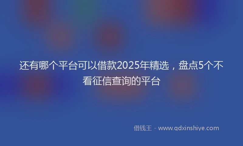 还有哪个平台可以借款2025年精选，盘点5个不看征信查询的平台