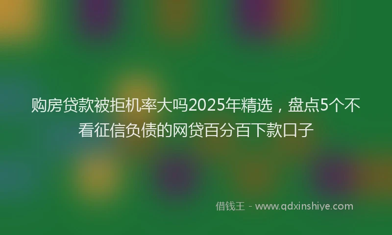 购房贷款被拒机率大吗2025年精选，盘点5个不看征信负债的网贷百分百下款口子