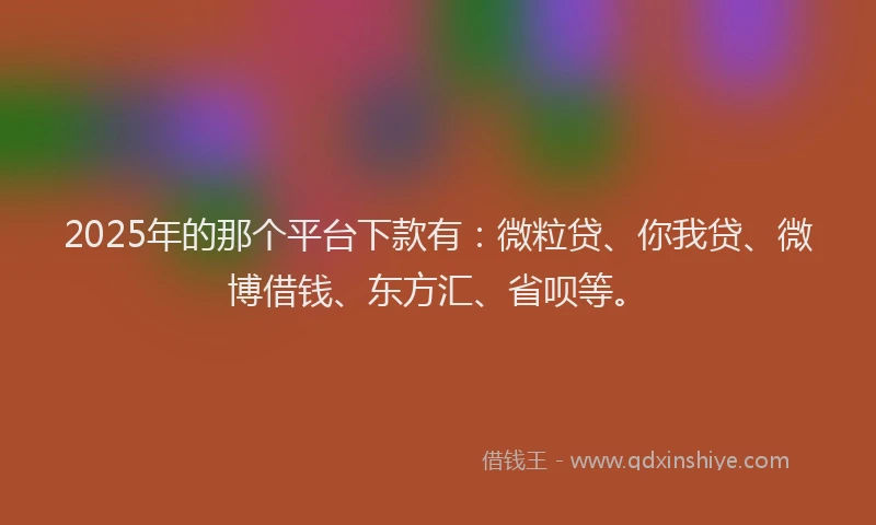 2025年的那个平台下款有：微粒贷、你我贷、微博借钱、东方汇、省呗等。