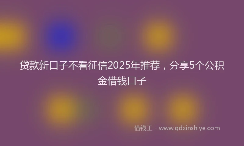 贷款新口子不看征信2025年推荐，分享5个公积金借钱口子