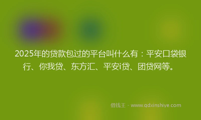 2025年的贷款包过的平台叫什么有：平安口袋银行、你我贷、东方汇、平安i贷、团贷网等。