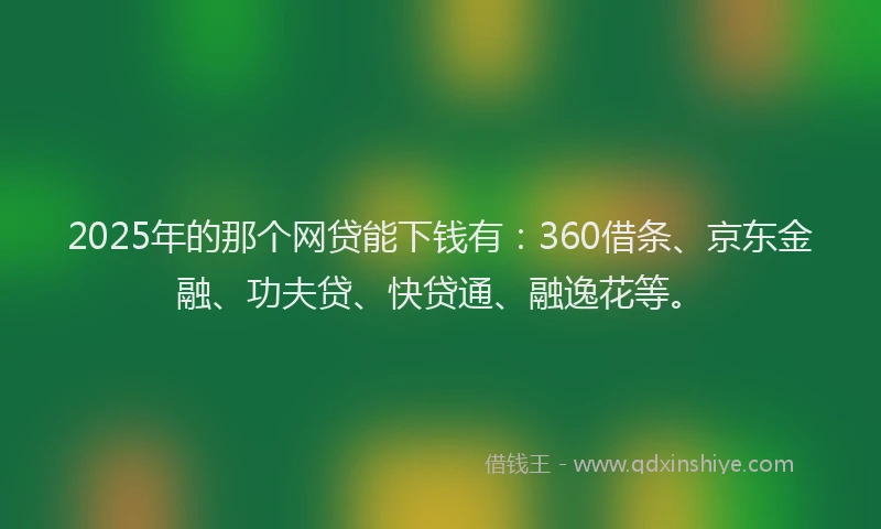 2025年的那个网贷能下钱有：360借条、京东金融、功夫贷、快贷通、融逸花等。