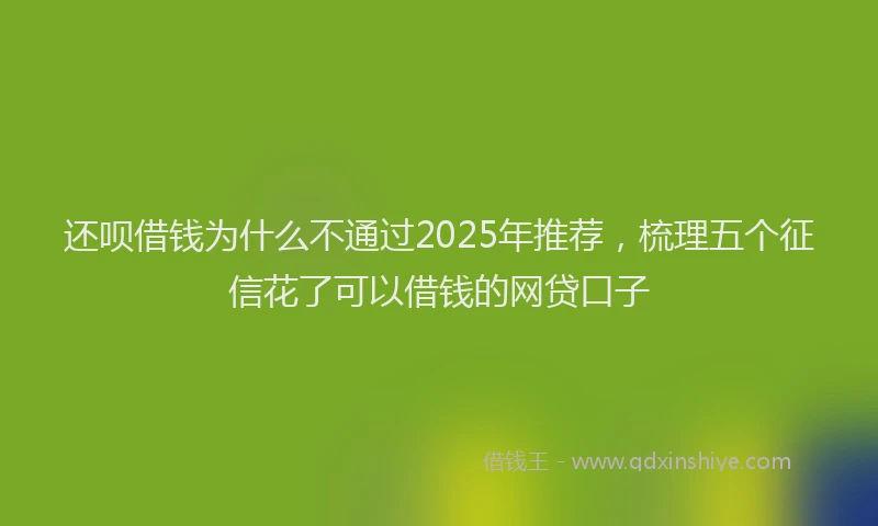 还呗借钱为什么不通过2025年推荐，梳理五个征信花了可以借钱的网贷口子