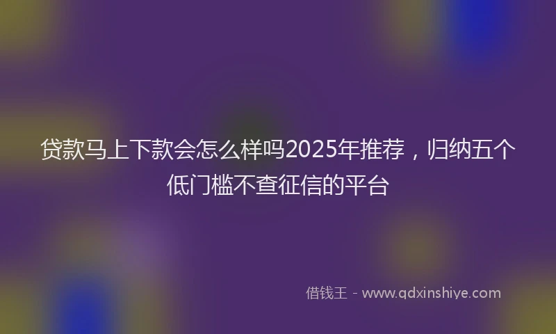 贷款马上下款会怎么样吗2025年推荐，归纳五个低门槛不查征信的平台